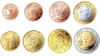 Набор евромонет 1,2,5,10, 20, 50 центов 1,2 евро Австрия (2002) UNC