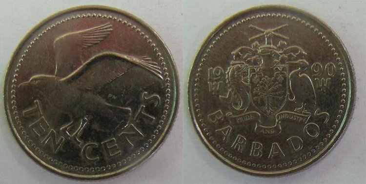 10 центов Барбадос (1990-2009) UNC KM# 12