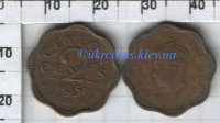 2 цента Британский Цейлон Георг VI (1951) XF KM# 119