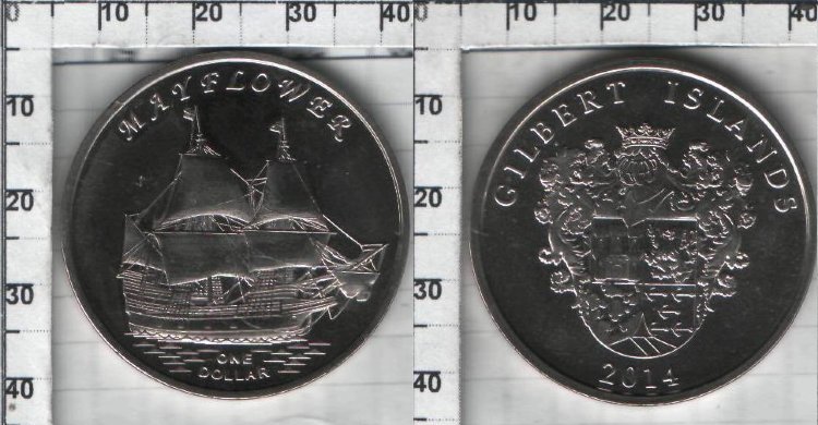 1 доллар Острова Гилберта "Mayflower" (2014) UNC KM#NEW