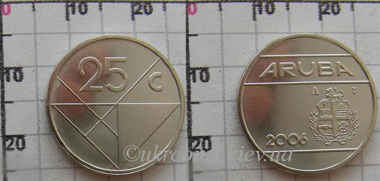 25 центов Аруба (1986-2012) UNC KM# 3