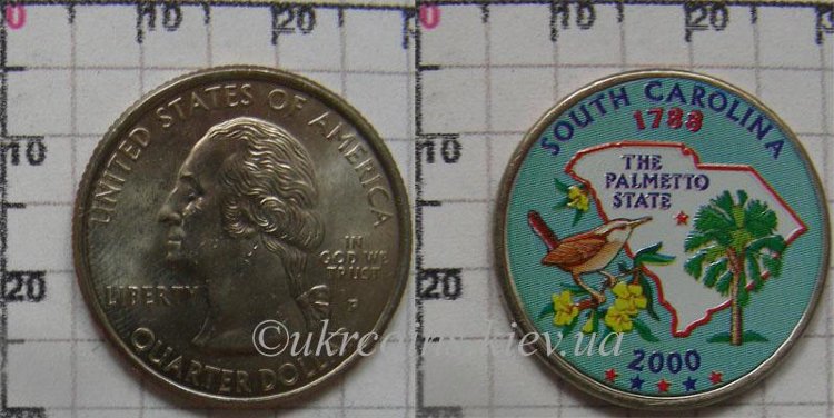 25 центов США "Южная Каролина" (2000) UNC KM# 307 P Цветная 