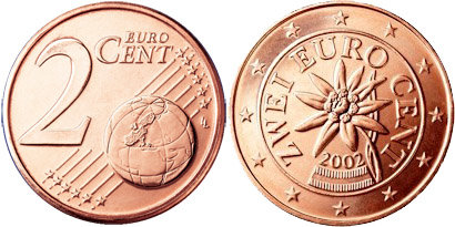 2 евроцента Австрия (2003) UNC KM# 3083 