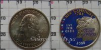 25 центов США "Нью-Гемпшир" (2000) UNC KM# 308 P Цветная