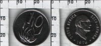 10 центов "Конец президентства Якоб Йоханнес Фуше" ЮАР (1976) UNC KM# 94 