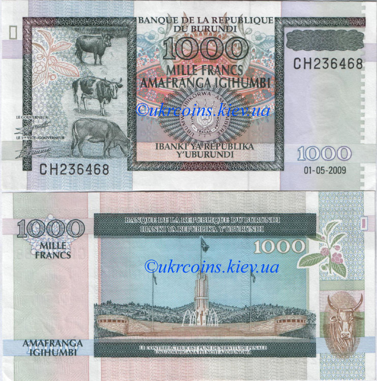 1000 франков Бурунди (2009) UNC BI-46