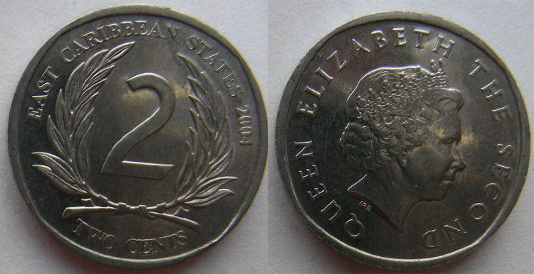 2 цента Восточно-Карибские Штаты (2002-2008) UNC KM# 35 