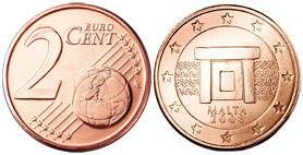 2 евроцента Мальта (2008) XF KM# 126 