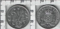 2 1/2 цента Нидерландских Антильских островов (1979-1985) XF KM# 9а 