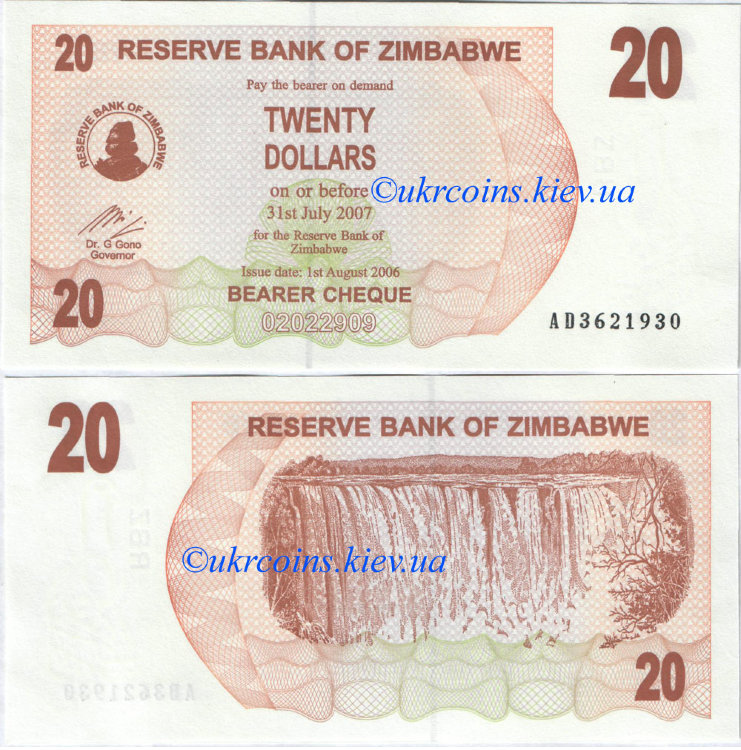 20 долларов Зимбабве (2006) UNC ZW-40