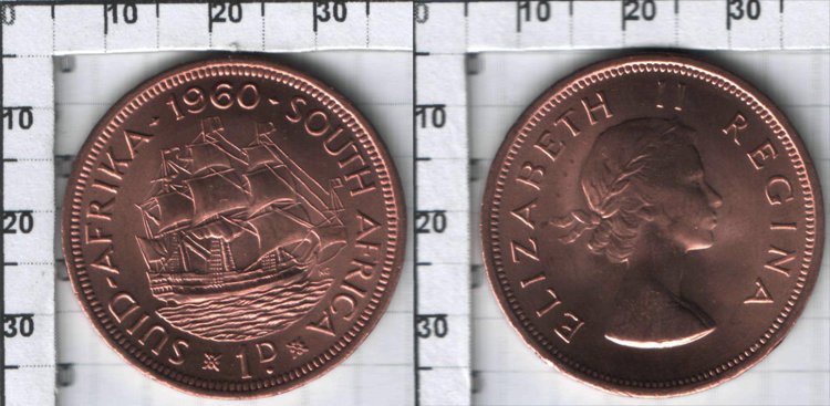 1 пенни Британская Южная Африка (1953-1960) UNC KM# 46 