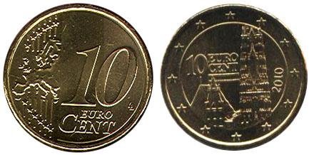 10 евроцентов Австрия (2010) UNC KM# 3139 