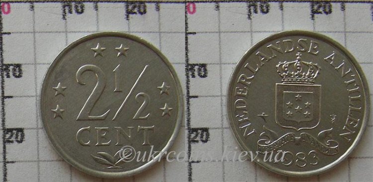 2 1/2 цента Нидерландских Антильских островов (1979-1985) UNC KM# 9а