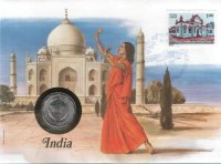 10 пайса "ФАО" Индия (1974) UNC KM# 28 (В конверте с маркой)