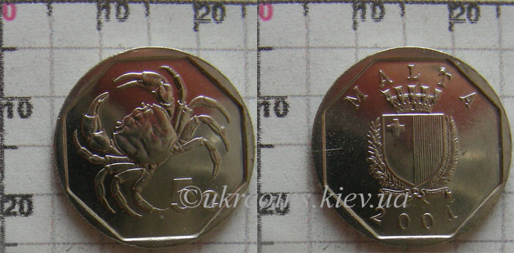 5 центов "Краб" Мальта (1991-2007) UNC KM# 95