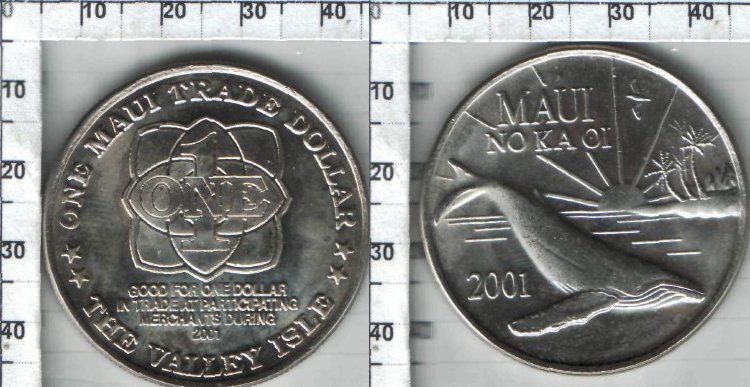 1 доллар "Кит" Мауи (2001) UNC KM# NEW