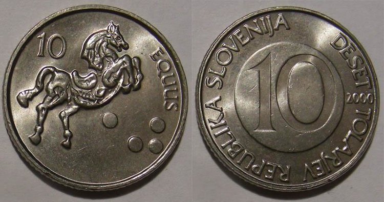 10 толаров Словения "Лошадь" (2000) UNC KM# 41