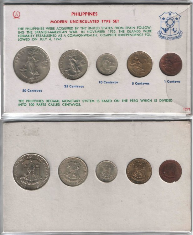 Набор Филиппин из 5 монет. В пластиковой упаковке (1963-1966) UNC 