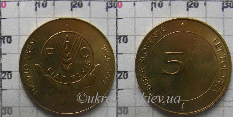 5 толаров Словения "Ф.А.О" (1995) UNC KM# 21