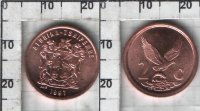 2 цента  "AFURIKA TSHIPEMBE" Южно-Африканская Республика (1996-2000) UNC KM# 159