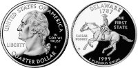 25 центов США "Делавэр" (1999) UNC KM# 293 D