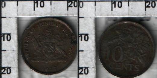 10 центов Тринидад и Тобаго (1976-2012) VF KM# 31 