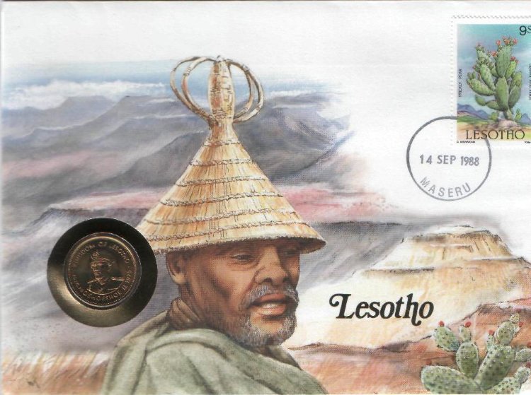5 лесенте Лесото"Moshoeshoe II" (1979-1989) UNC  KM# 18 (В конверте с маркой)