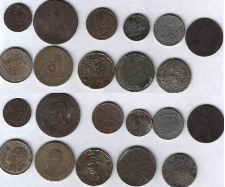 Набор монет с дефектами (11 монет)Состояние F №1