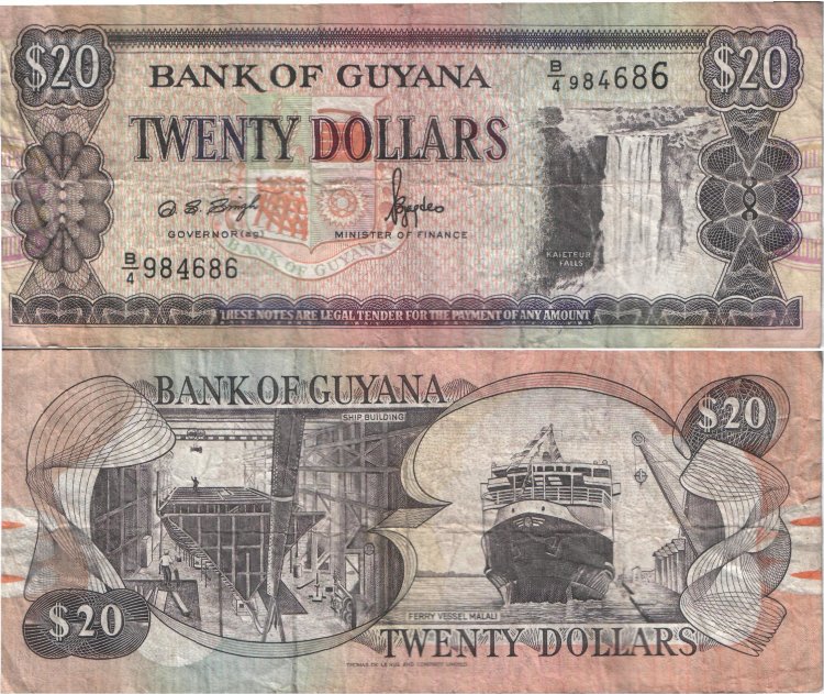 20 долларов Гайана (1992 ND) XF GY-30a