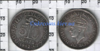 50 центов Британский Цейлон "Георг VI" (1942) XF KM# 114