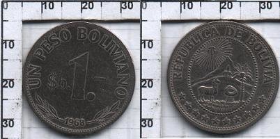 1 песо Боливия (1968-1980) XF KM# 192