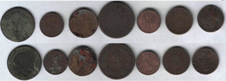 Набор монет с дефектами (7 монет)Состояние F №4