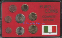 Набор евромонет 1,2,5,10, 20, 50 центов 1,2 евро Италия (2002) UNC в пластике