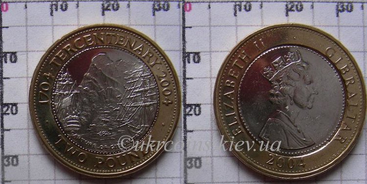 2 фунта "300 лет британской оккупации" Гибралтар (2004) UNC KM# 1057