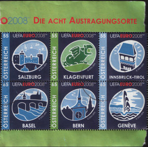 Почтовая марка Австрии "Евро 2008" (2006) 6 марок