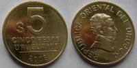 5 песо Уругвай (1998-2008) UNC KM# 120