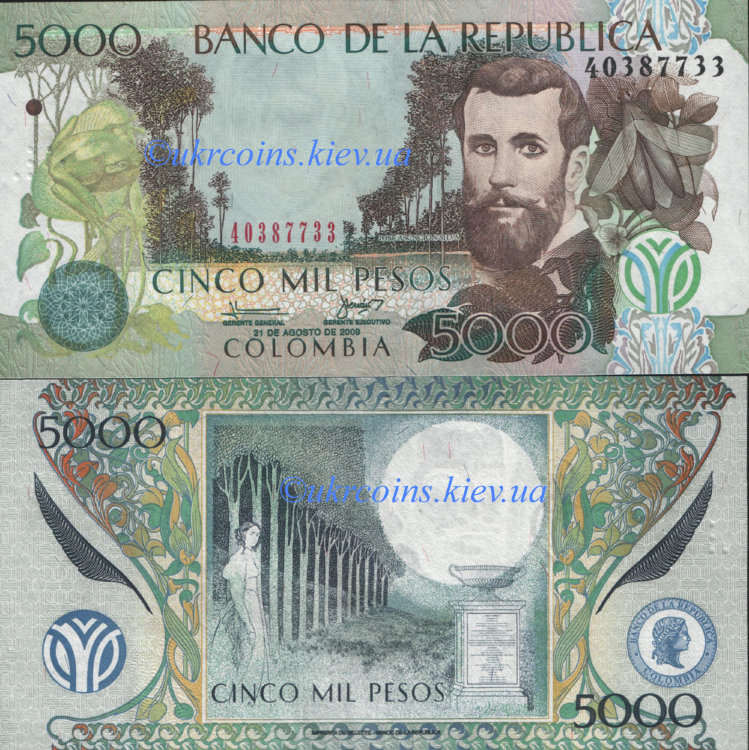 5000 песо Колумбия (2009) UNC CO-NEW