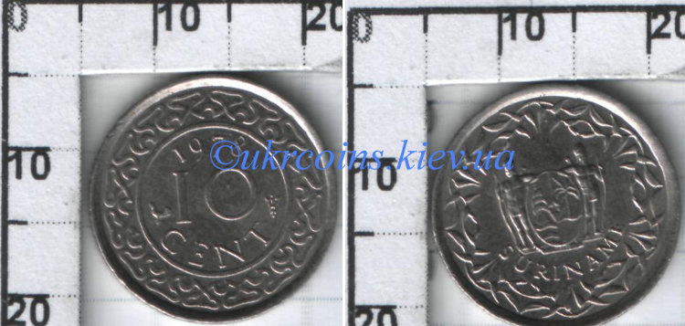10 центов Суринам (1962-1986) XF KM# 13