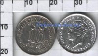 10 центов Британский Цейлон George VI (1941) XF KM# 112