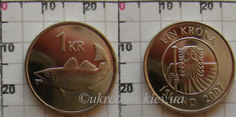 1 крона Исландия (2005-2007) UNC KM# 27a