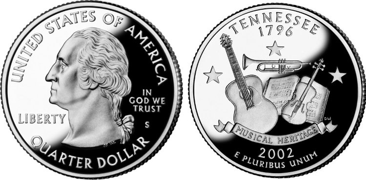 25 центов США "Теннесси" (2002) UNC KM# 331 D