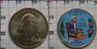 25 центов США "Алабама" (2003) UNC KM# 344 P Цветная 