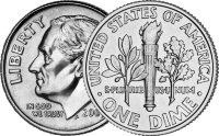 10 центов США /10 cents USA (1969) XF KM# 195a