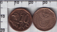10 центов "Afurika Tshipembe" Южно-Африканская Республика (2010) XF KM# 494