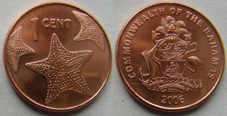 1 цент Багамские острова (2006-2007) UNC KM# 218.1