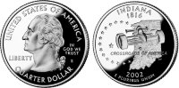 25 центов США "Индиана" (2002) UNC KM# 334 D