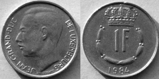 1 франк Люксембург (1968-1984) XF+ KM# 55