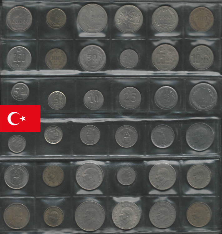 Набор Турции из 18 монет. В пластиковой упаковке