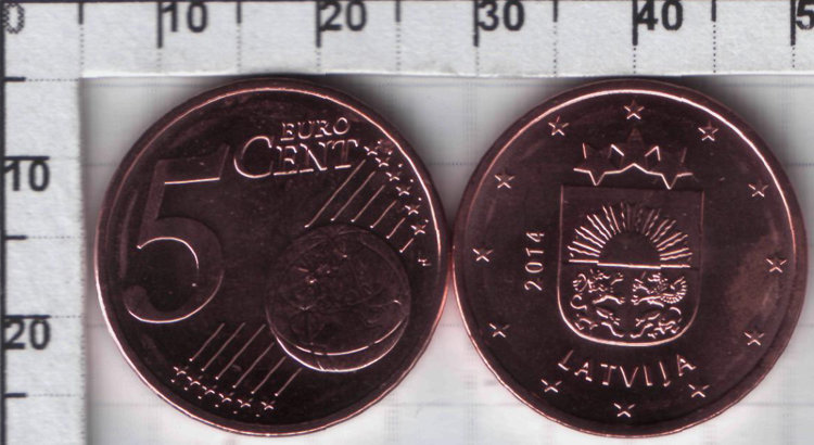 5 евроцентов Латвии (2014) UNC KM# 152