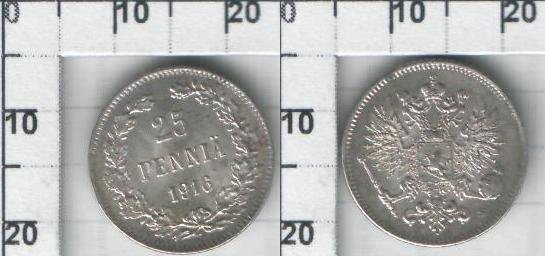 25 пенни Россия для Финляндии (1865-1917) XF KM# 6